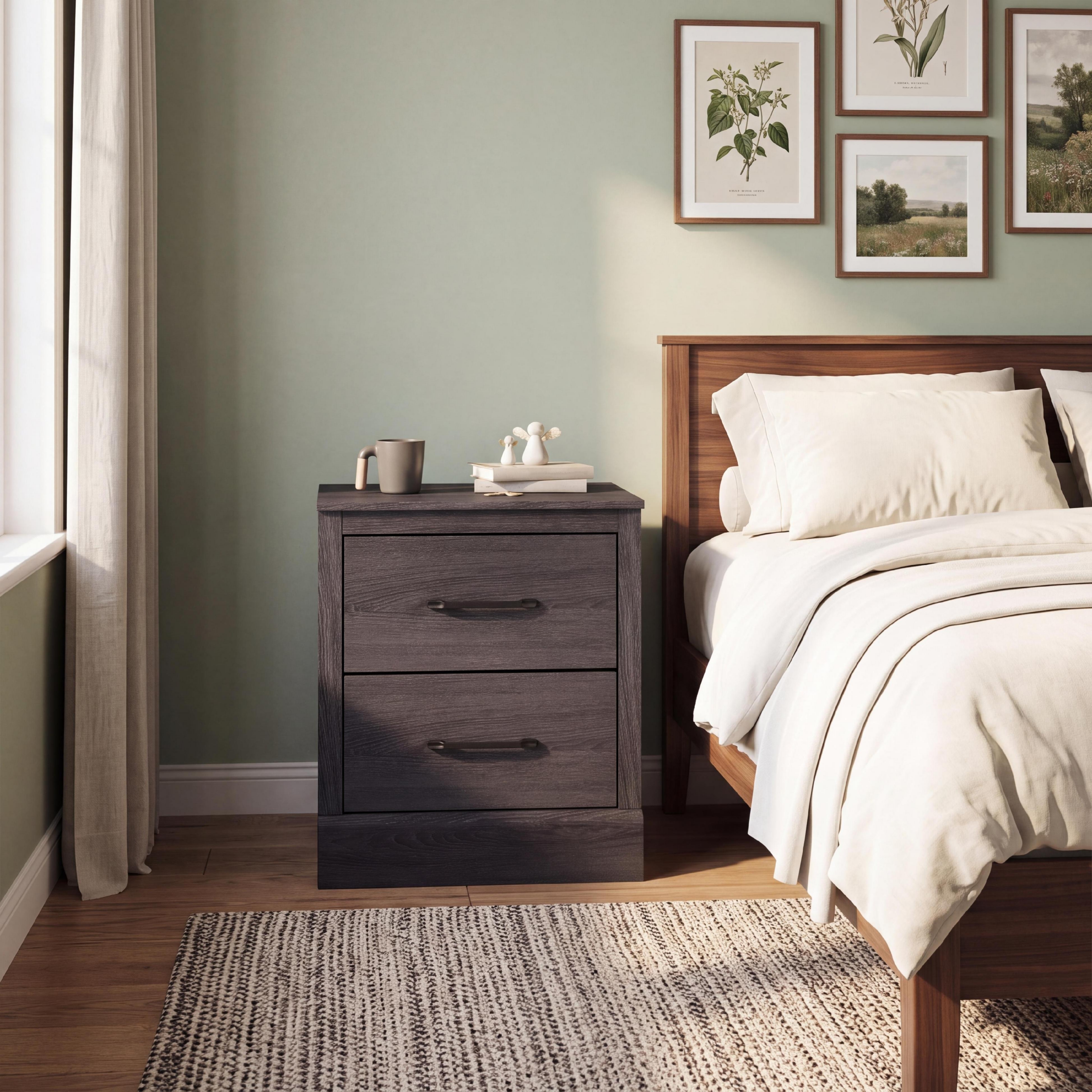 sumyeg Wood Compact Floor Nightstand with Storage Drawers