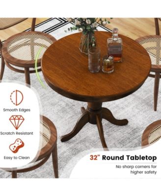 32" Wooden Round Pub Pedestal Side Table