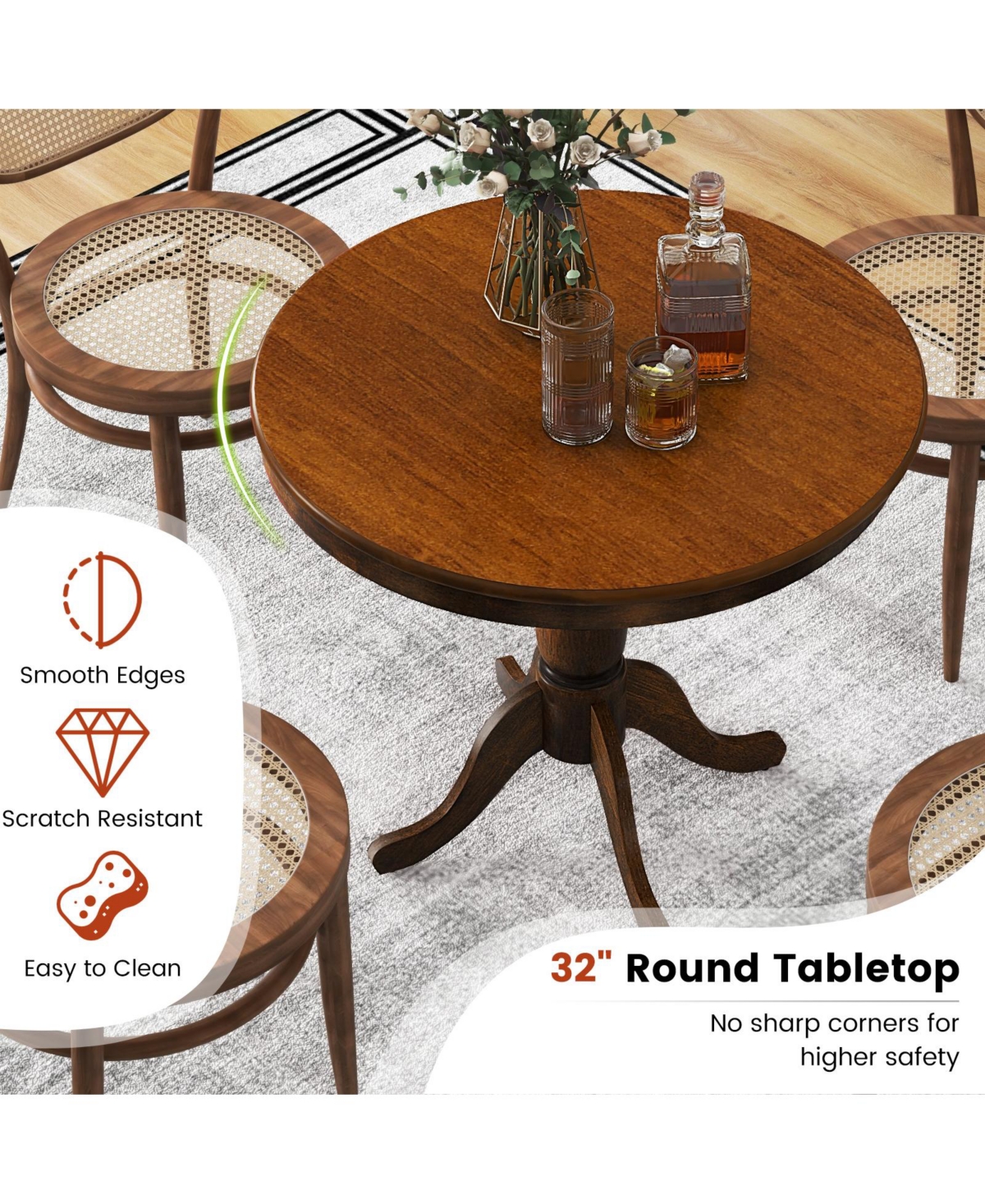 sumyeg 32" Wooden Round Pub Pedestal Side Table