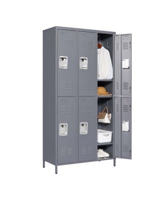6 Door 72"H Metal Lockers With Lock for Employees, Storage Locker Cabinet for Home Gym Office School Garage, Gray