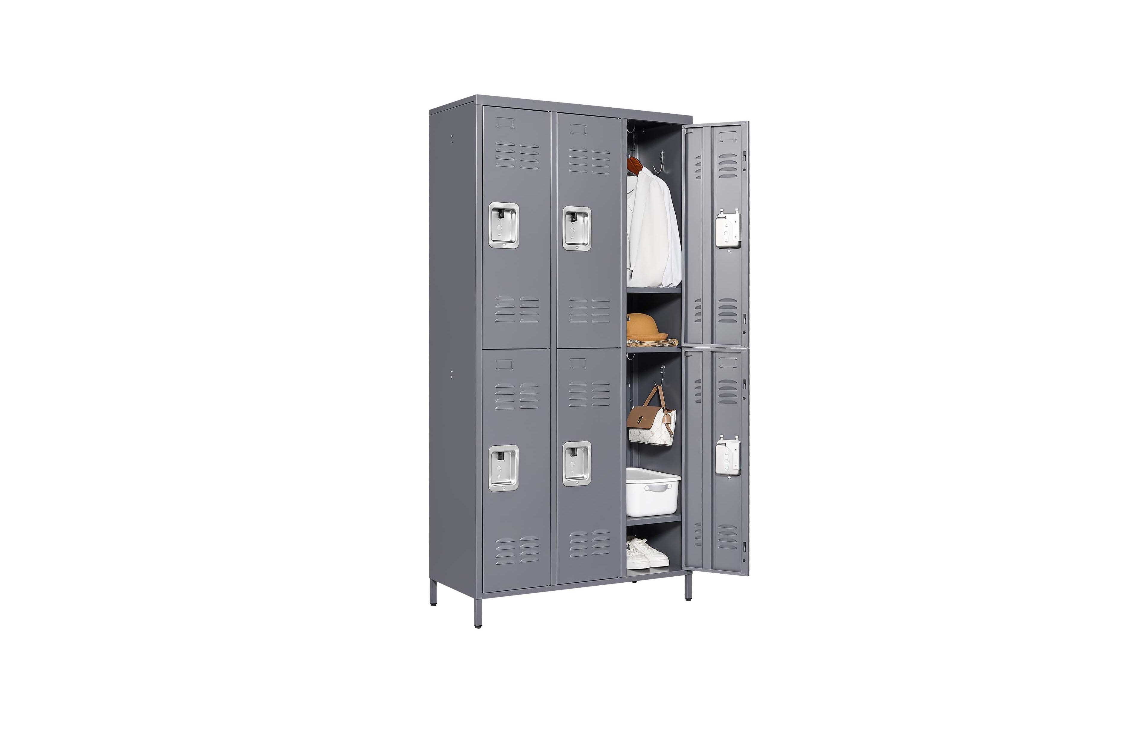 Boyel Living 6 Door 72"H Metal Lockers With Lock for Employees, Storage Locker Cabinet for Home Gym Office School Garage, Gray
