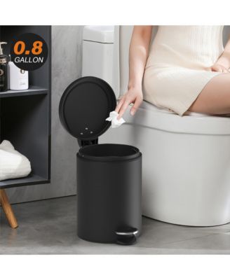 3.2 + 0.8 Gallon Black Soft-Close Lid Step Trash Can Set