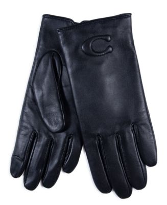 COACH Women's Tabby C Leather Gloves - Macy's