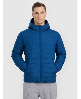 Men's down jacket with synthetic filling - navy blue