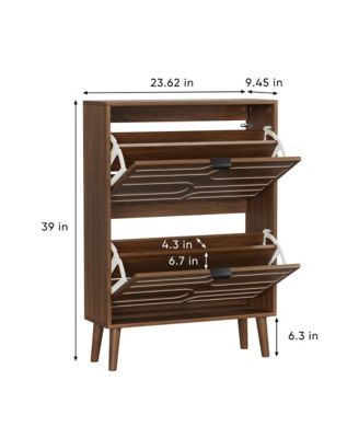 Modern Shoe Cabinet with 2 Flip Drawers for Corridors and Entrances