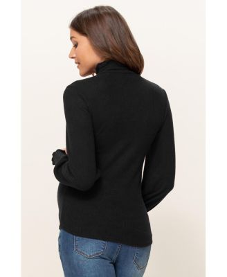 Maternity Turtleneck Ribbed Knit Long Sleeve Sweater