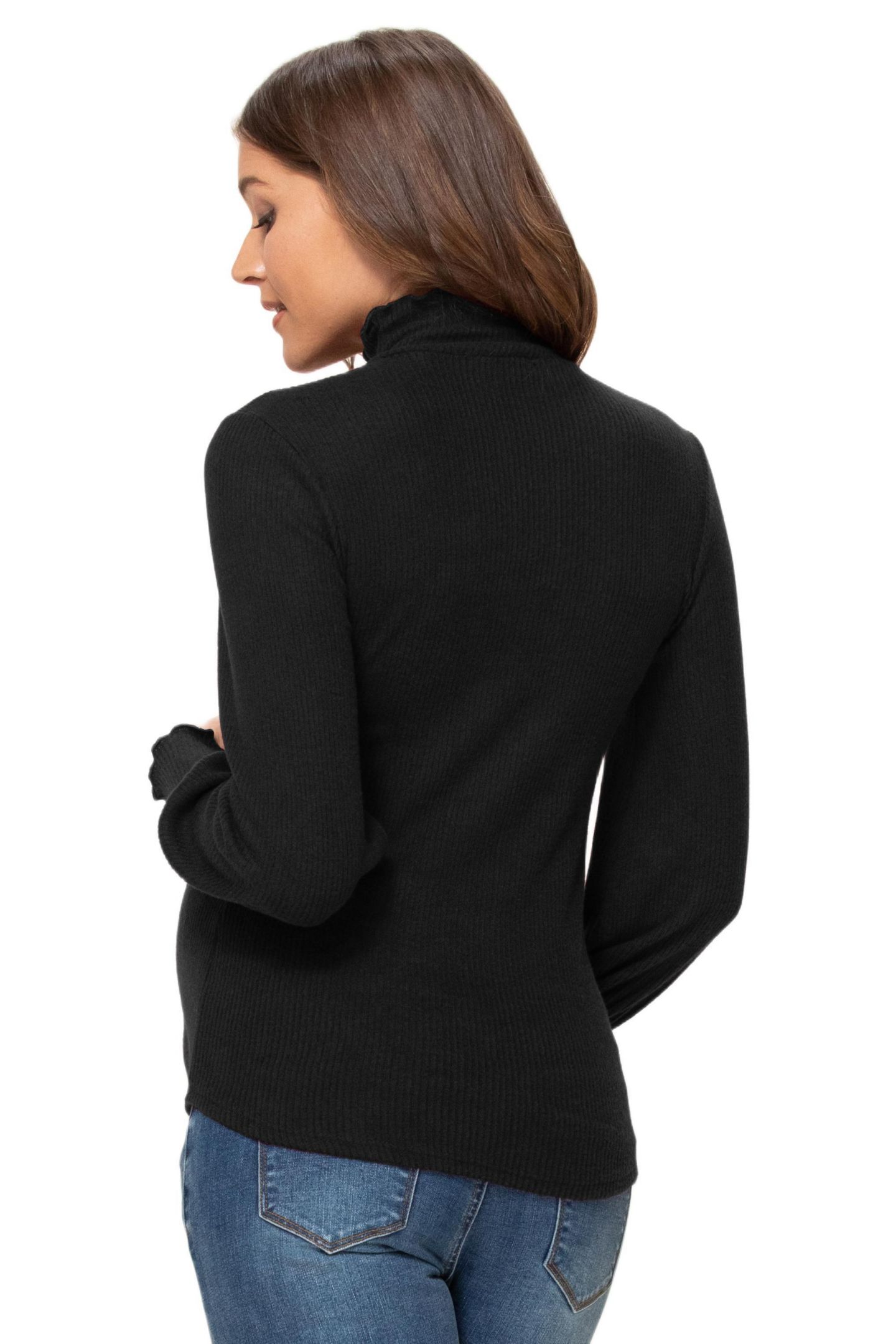 Женский свитер Hello Miz Maternity Turtleneck Ribbed Knit Long Sleeve, цвет: Чёрный — фото 3