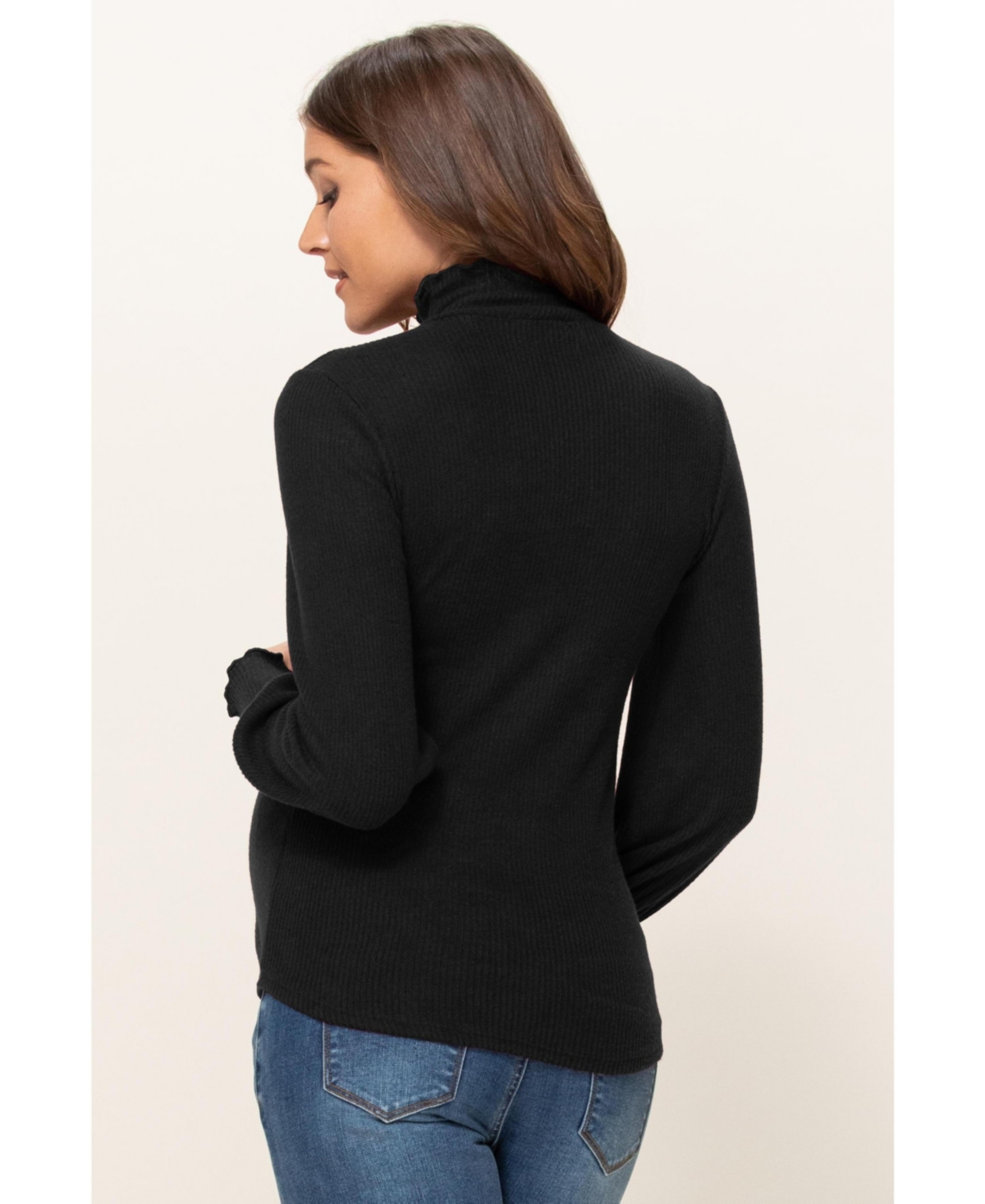 Hello Miz Maternity Turtleneck Ribbed Knit Long Sleeve Sweater