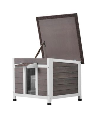 Weatherproof Wooden Outdoor Cat Shelter with Door Flaps, 24
