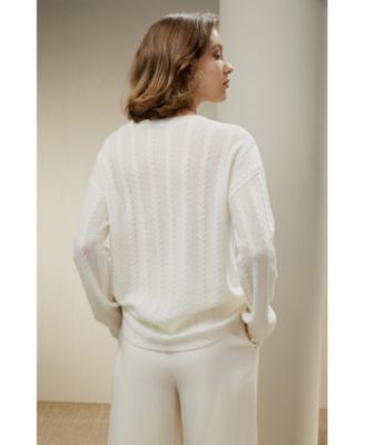 Women's Semi-Sheer Cable-knit Cashmere Sweater