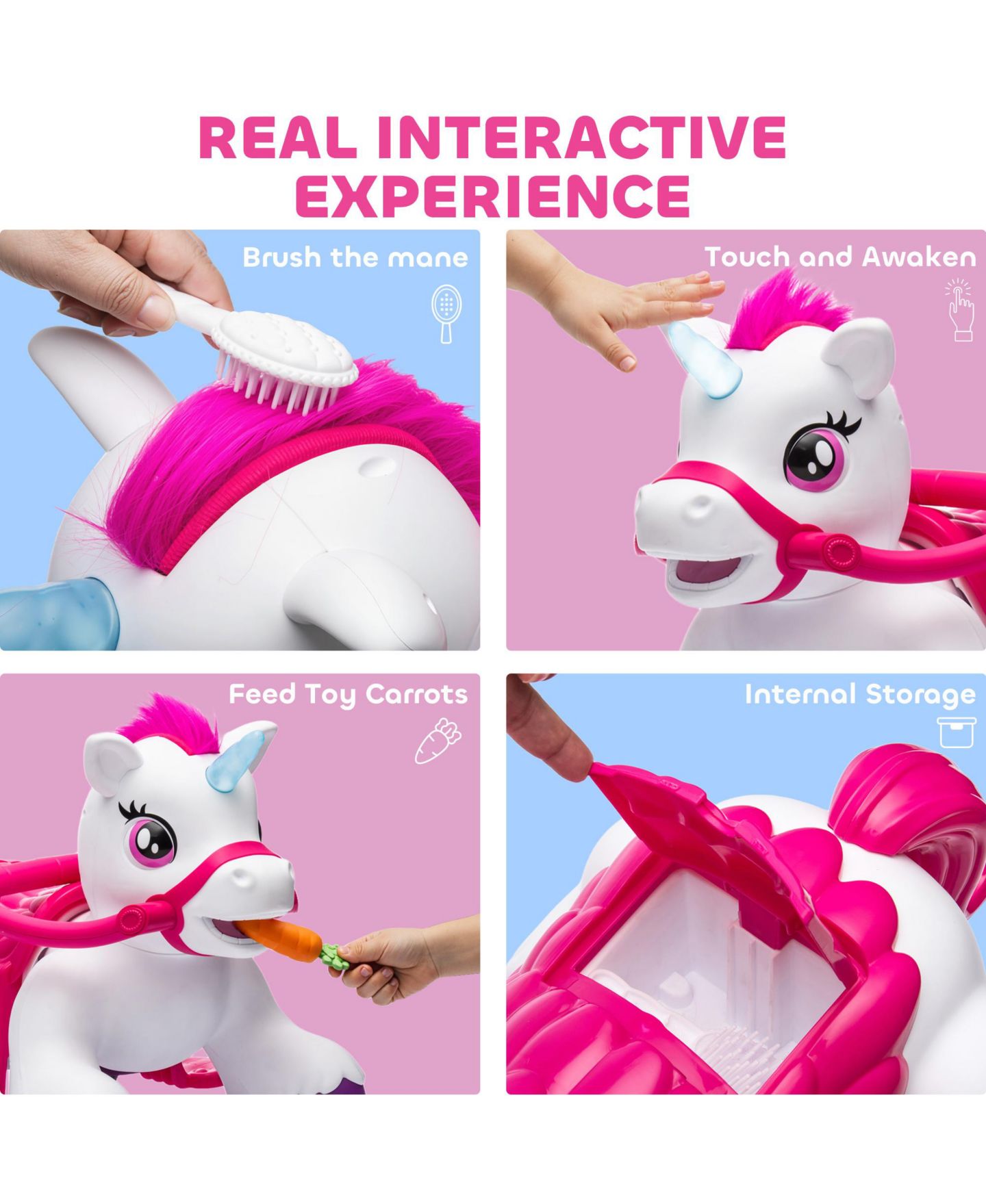Детская игрушка Qaba 12V Ride on Horse, Ride on Toy with Carrot Toy, Comb, Animal Sounds, цвет: Белый — фото 4