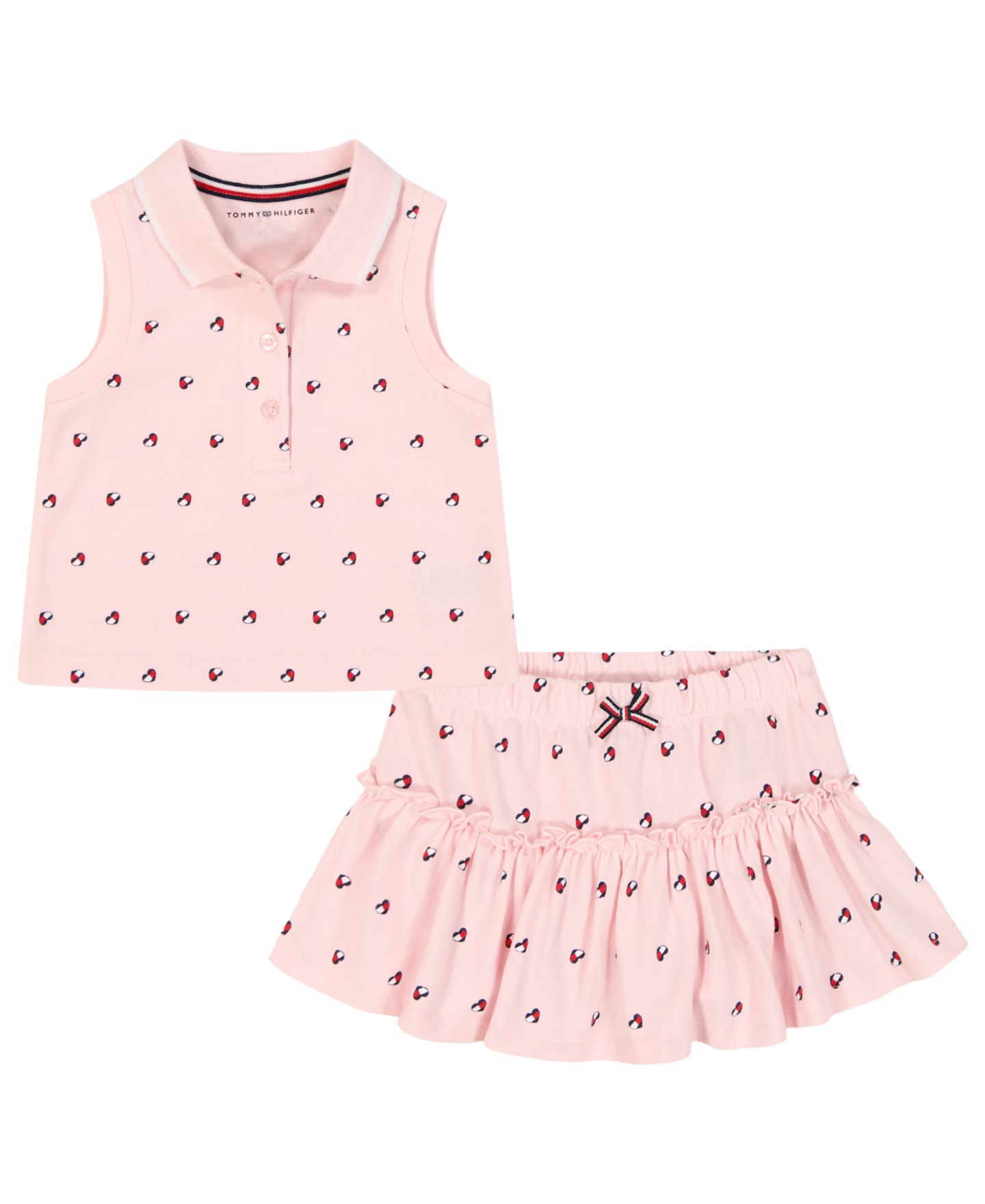 Комплект Tommy Hilfiger Printed Top and Skirted Bloomers, 2-Piece Set для девочек-малышей, цвет: Розовый — фото 5