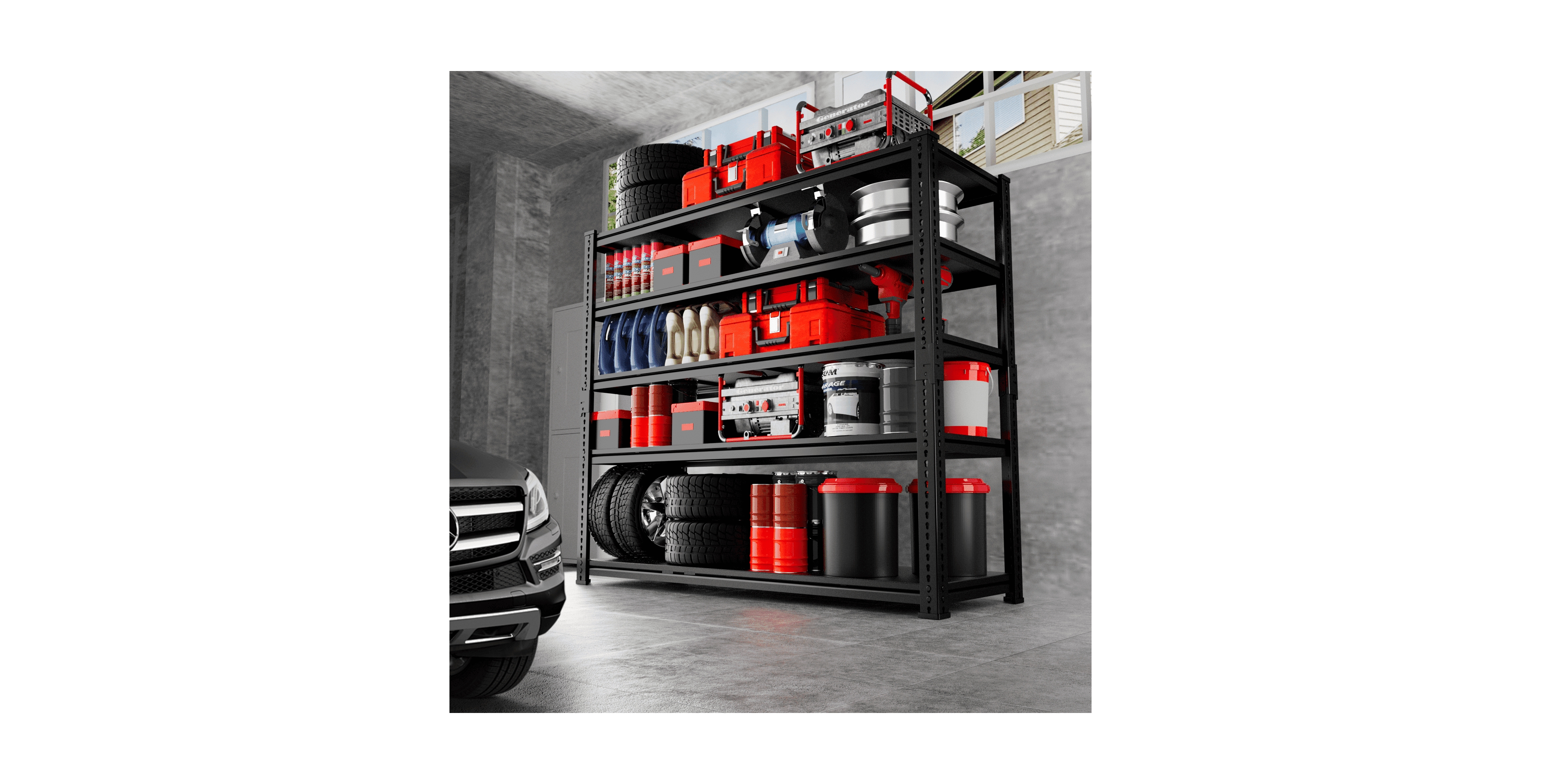 Lovmor 5-Tier 48 in W x 72 in H x 18 in D Adjustable Solid Plate Heavy Duty Metal Shelving Unit