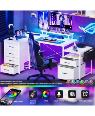 Reversible L Shaped Desk with 6 Drawers, 70.8'' Large Computer Desk with Outlets, Monitor Stand & CPU Stand