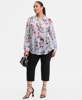 Plus Size Printed Button-Front Shirt