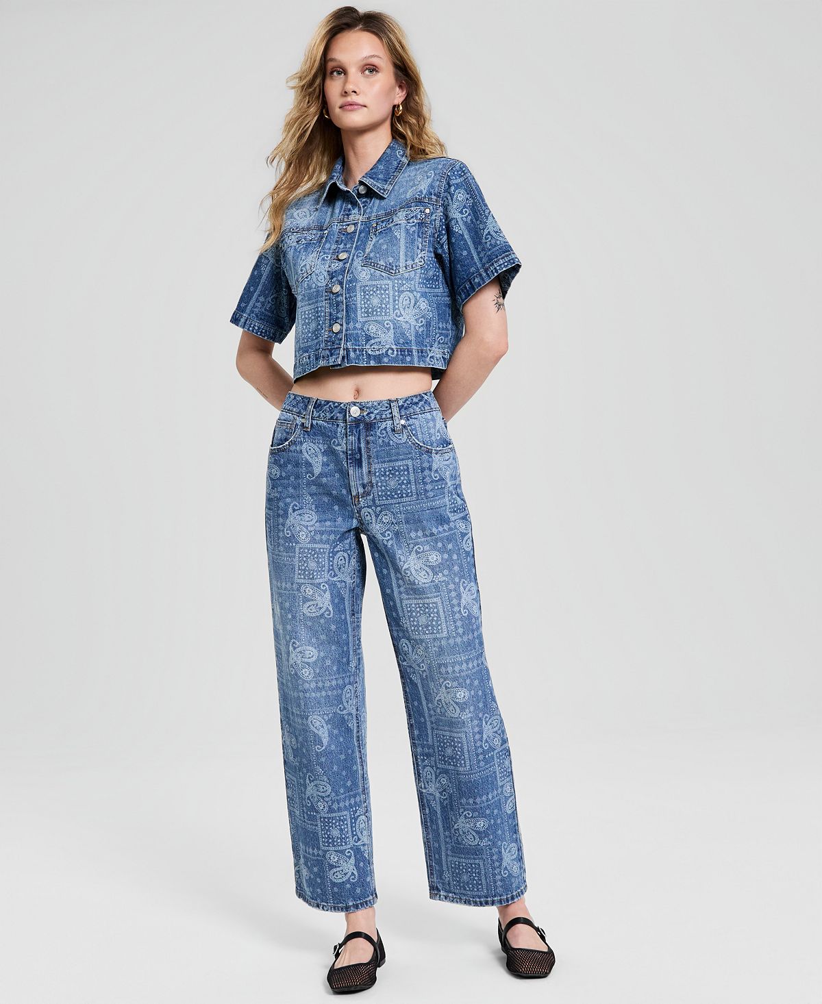 And Now This Women's High-Rise Bandana-Print Jeans, Macy's Exclusive view 1 — MAYCSS fashion products