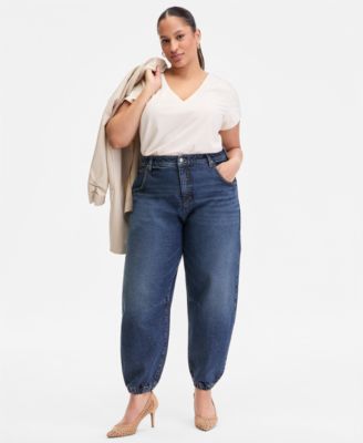 Plus Size High Rise Barrel Jeans