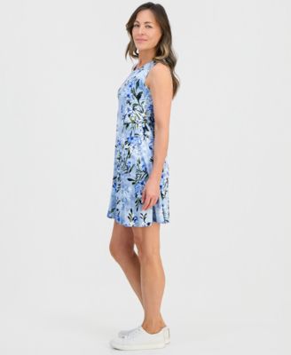 Petite Floral-Print Sleeveless Flip Flop Dress