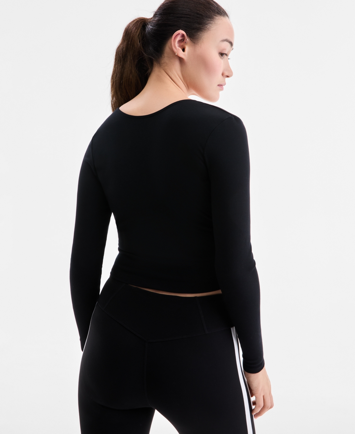 Id Ideology Women's Surplice Reversible Long-Sleeve Top, Macy's Exclusive