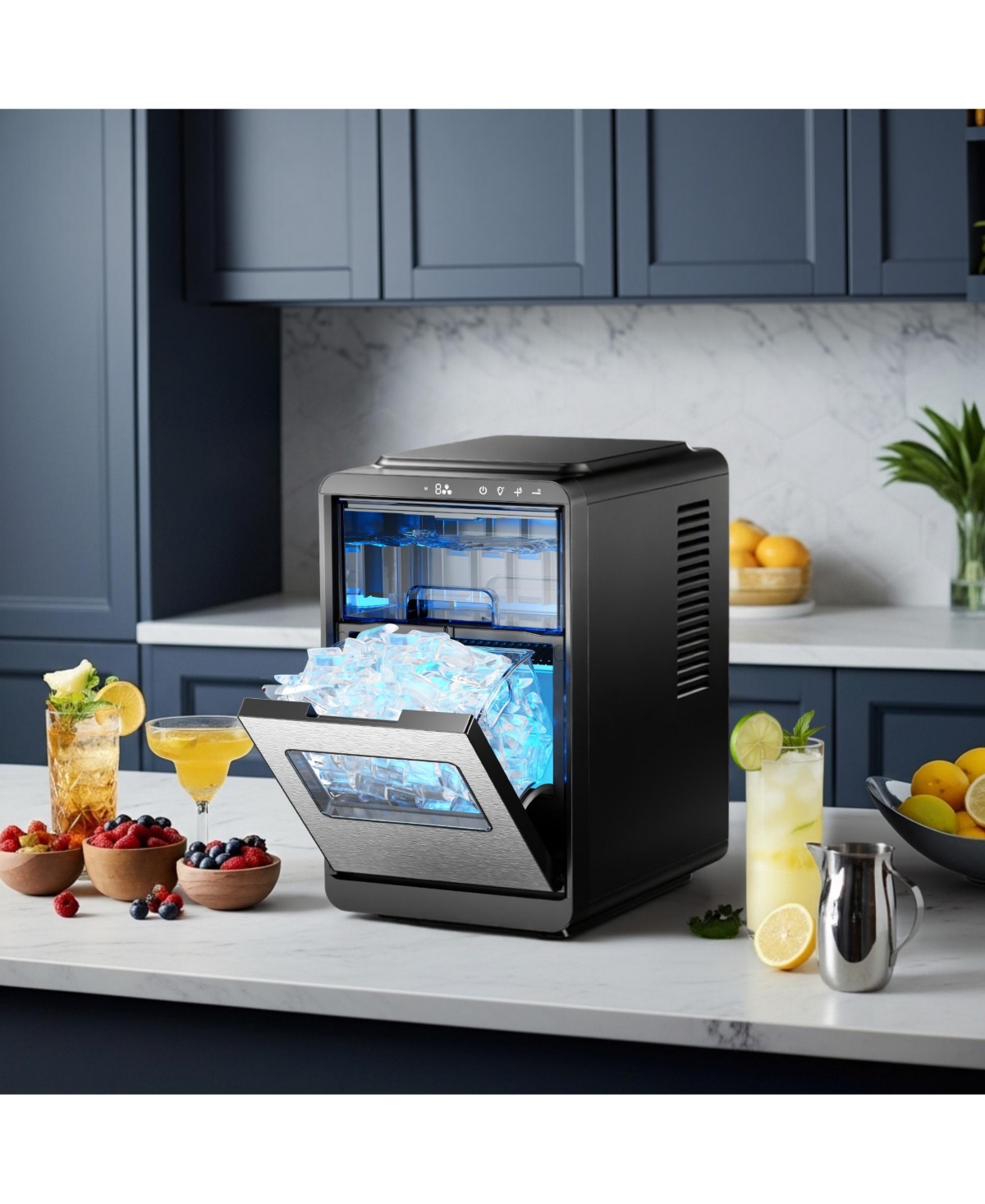 Euhomy Per day Countertop or Portable Black Crescent Ice Maker with 1.9L Water Tank and 2.2Lbs Ice Basket