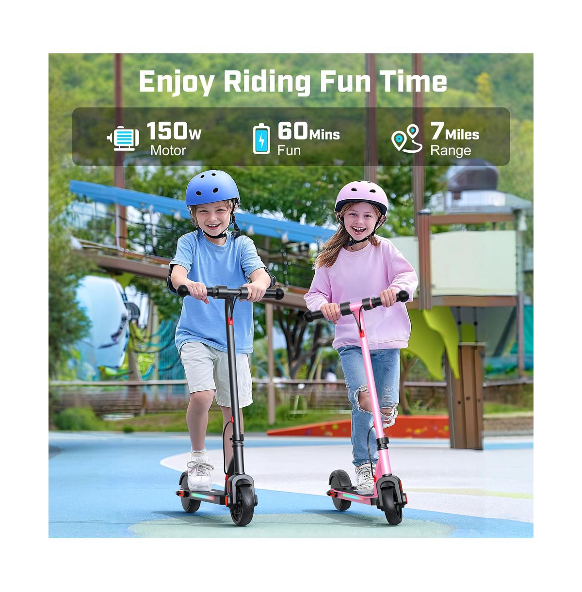 Caroma Electric Scooter for Kids Ages 6-12, 150W Motor & 10 Mph, 60 Mins Ride Time,Adjustable Height Speed, Led Display,Best Gifts Boys Girls