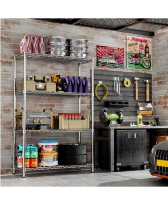 4-Tier 36 in W x 54 in H x 14 in D Height Adjustable Garage Wire Shelving Unit