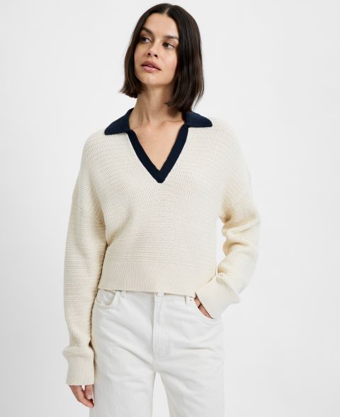 Женский свитер French Connection Mozart Contrast Trim Knit Pull-On, цвет: Экрю морской