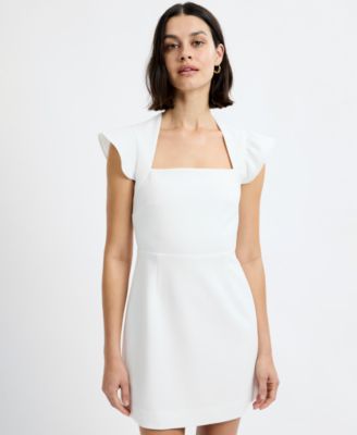 Women's Square Neck Flutter Sleeve Mini Dress