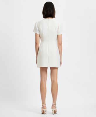 Women's Structured Taffeta V-Neck Mini Dress