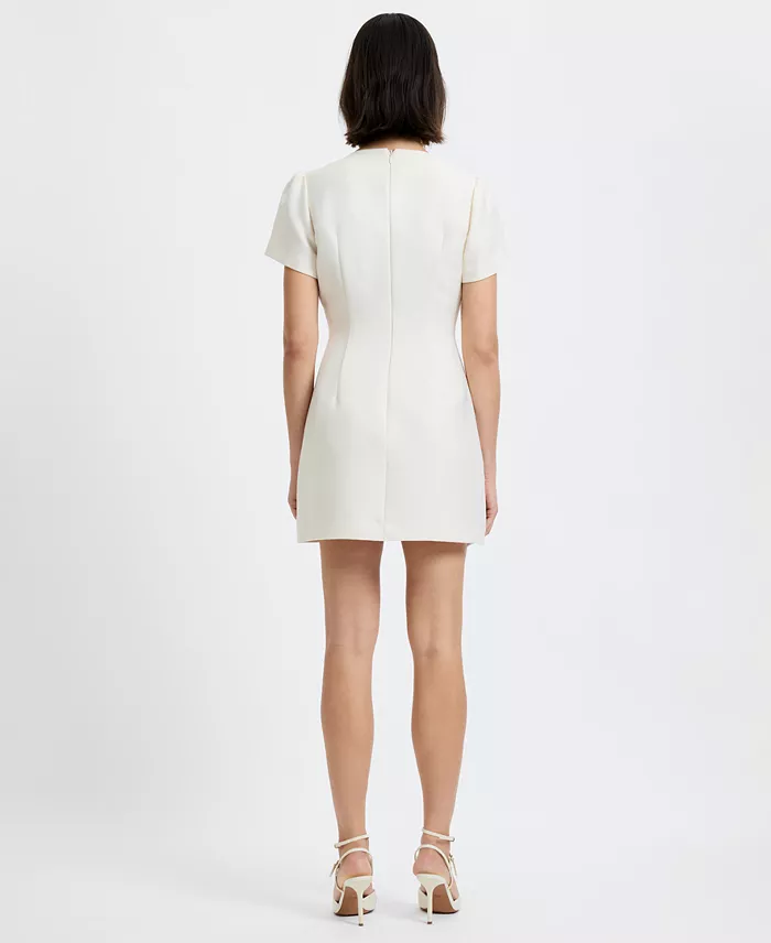 Women's Structured Taffeta V-Neck Mini Dress - thumbnail 6