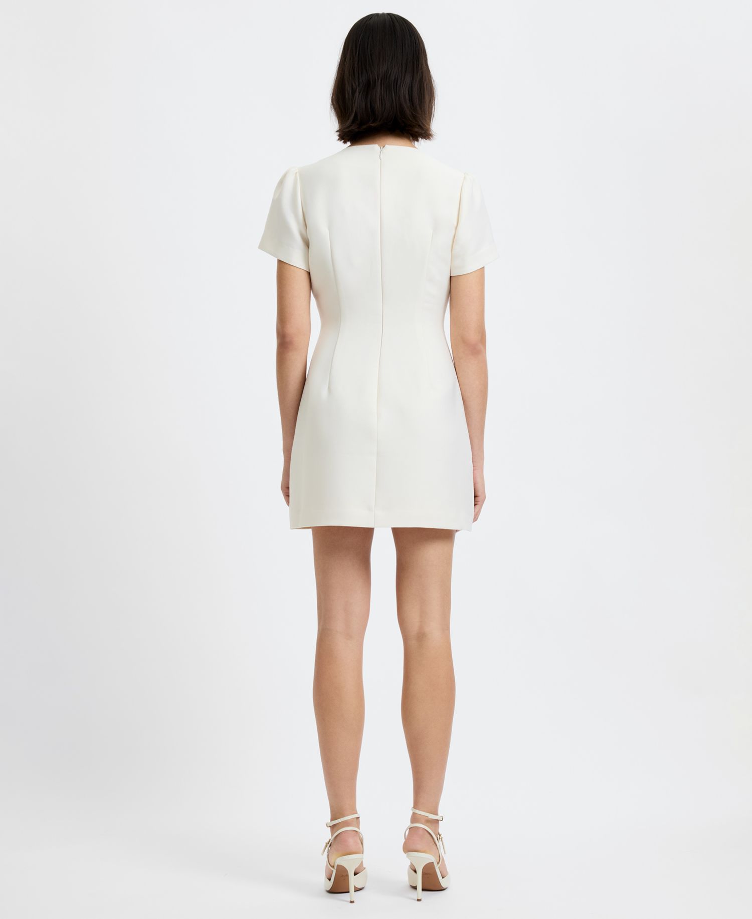 Women's Structured Taffeta V-Neck Mini Dress
