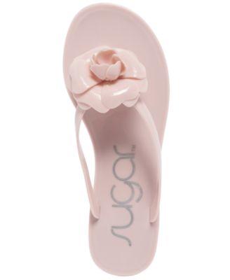 Women's Rosebud Stud Open Toe Flat Sandals