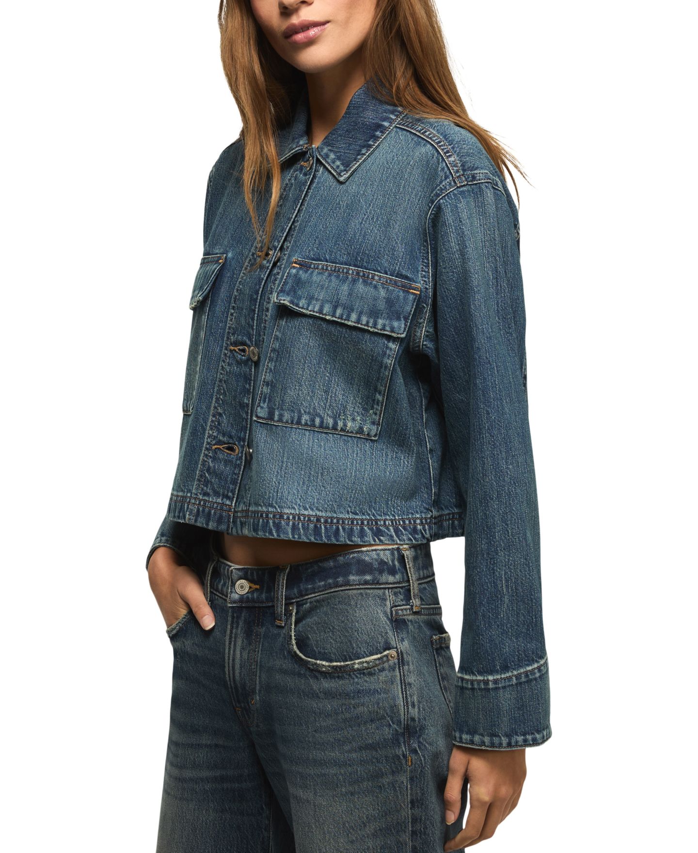 Женская куртка Lucky Brand Denim Utility Long-Sleeve Jacket, цвет: Варёный — фото 4
