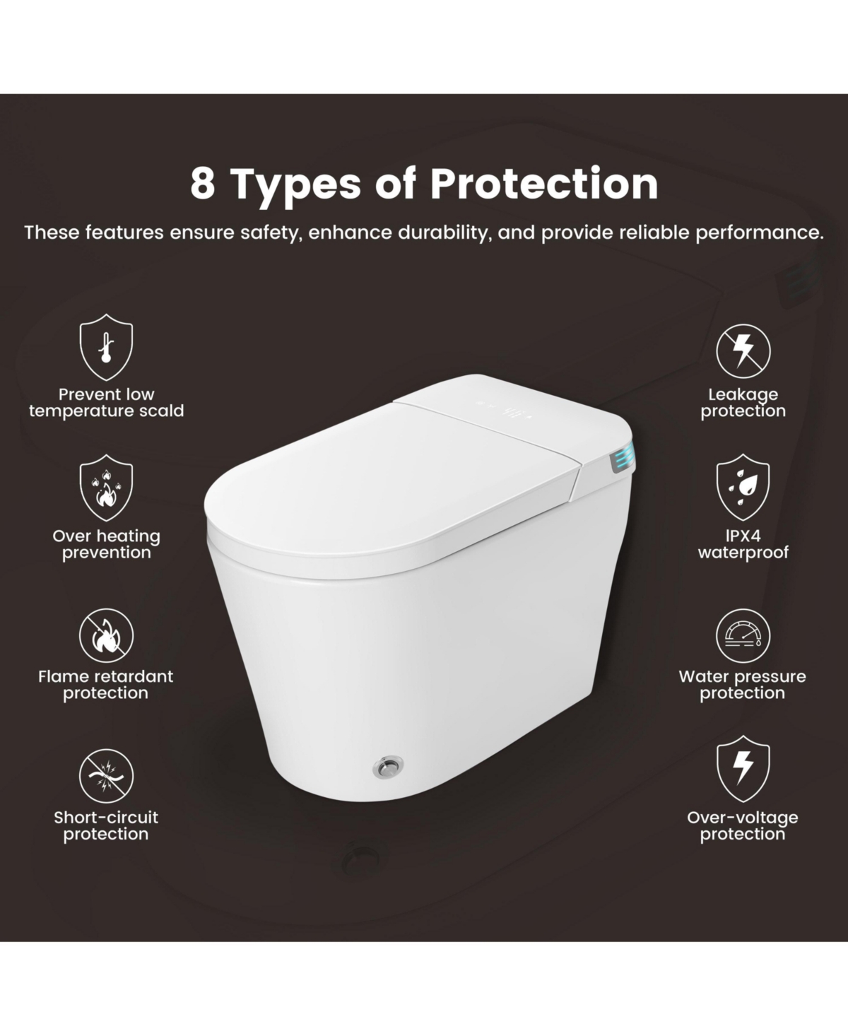 Casainc Smart One-Piece Bathroom Fixture with Built-in Tank, 4-Level Heated Seat & Warm Air Dryer