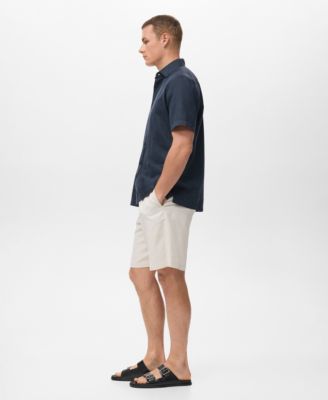 Men's Short Sleeve Linen-Blend Shirt