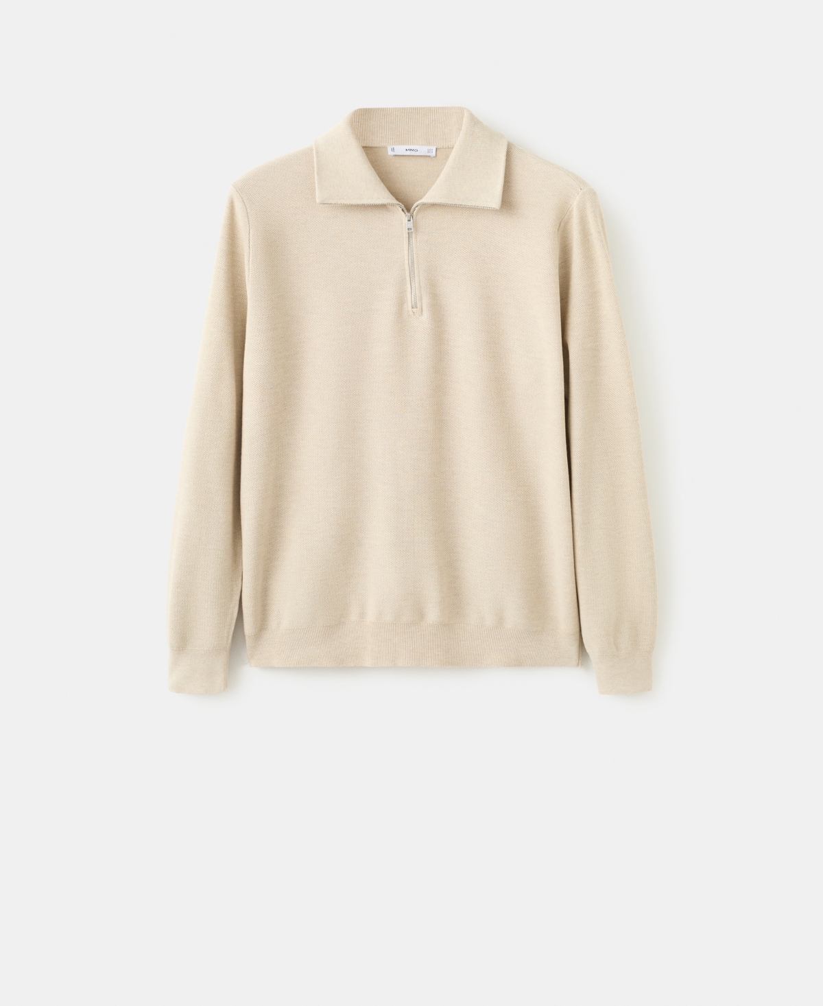 Mango Men's Zipper Collar Microstructure Sweater