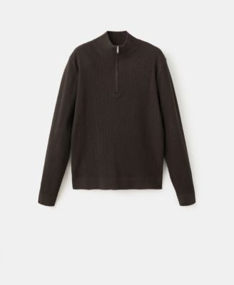 Men's Zip Neck Ribbed Sweater