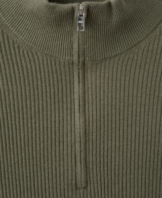 Men's Zip Neck Ribbed Sweater