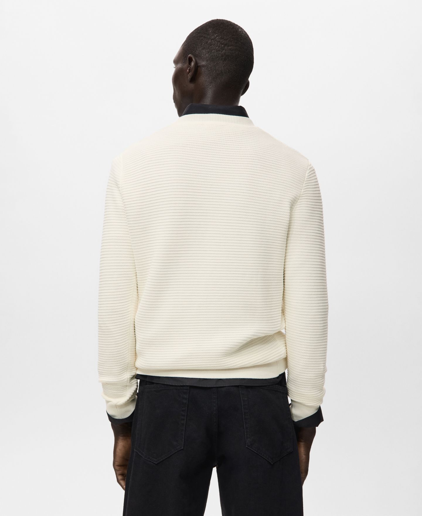 Мужской свитер Mango Cotton Braided, цвет: Молочный белый — фото 3