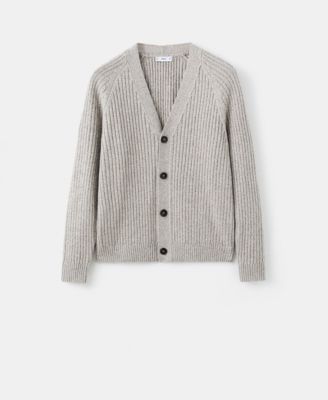Men's Wool-Blend Ribbed Cardigan