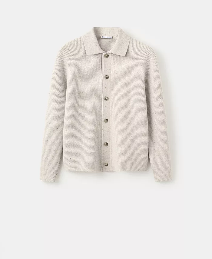 Men's Ribbed Knit Cardigan Sweater - thumbnail 6