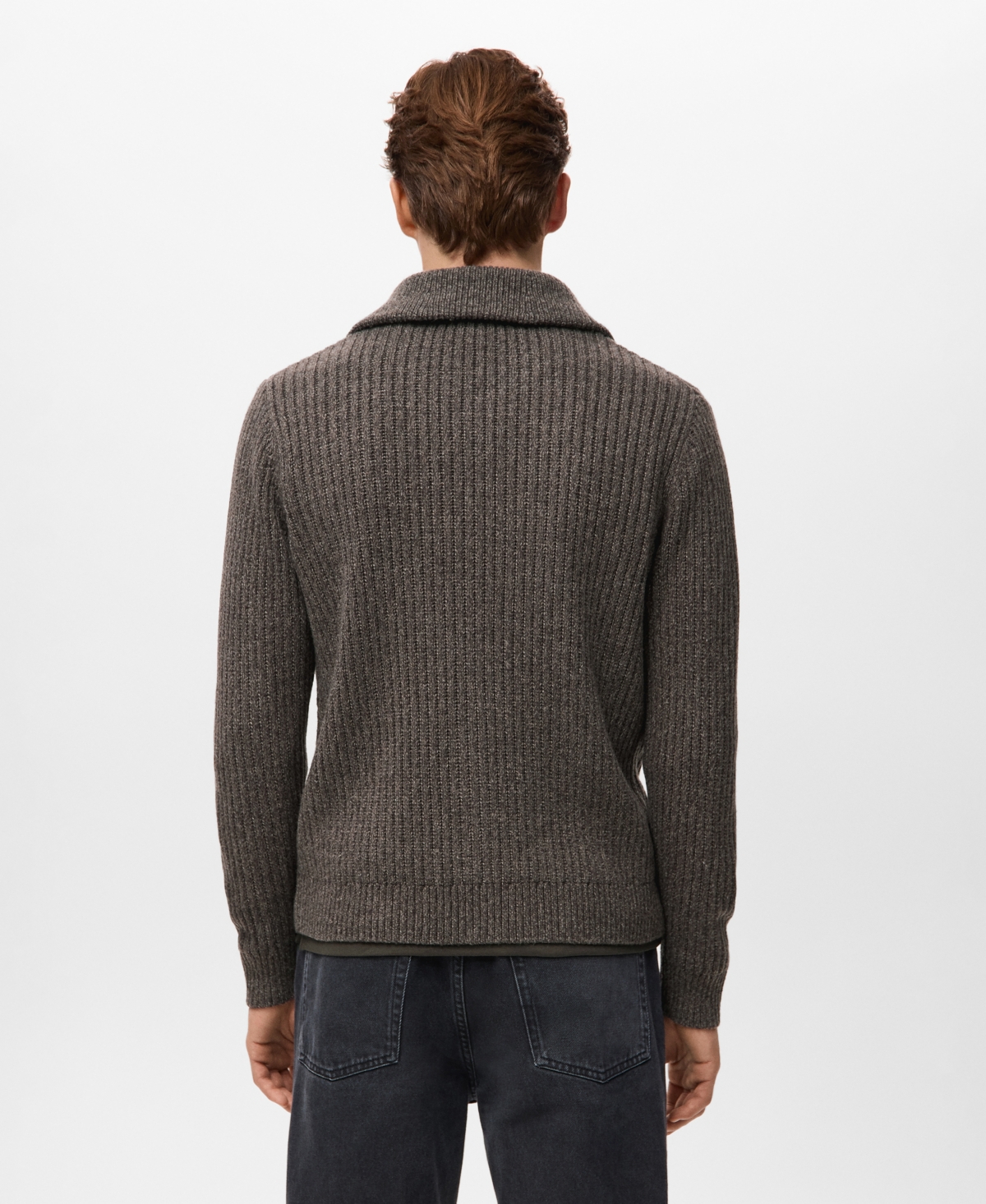 Mango Men's Zipper Ribbed-Knit Cardigan