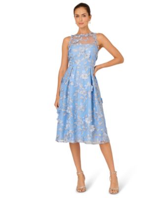 Women's Halter Neck Embroidered Midi Dress