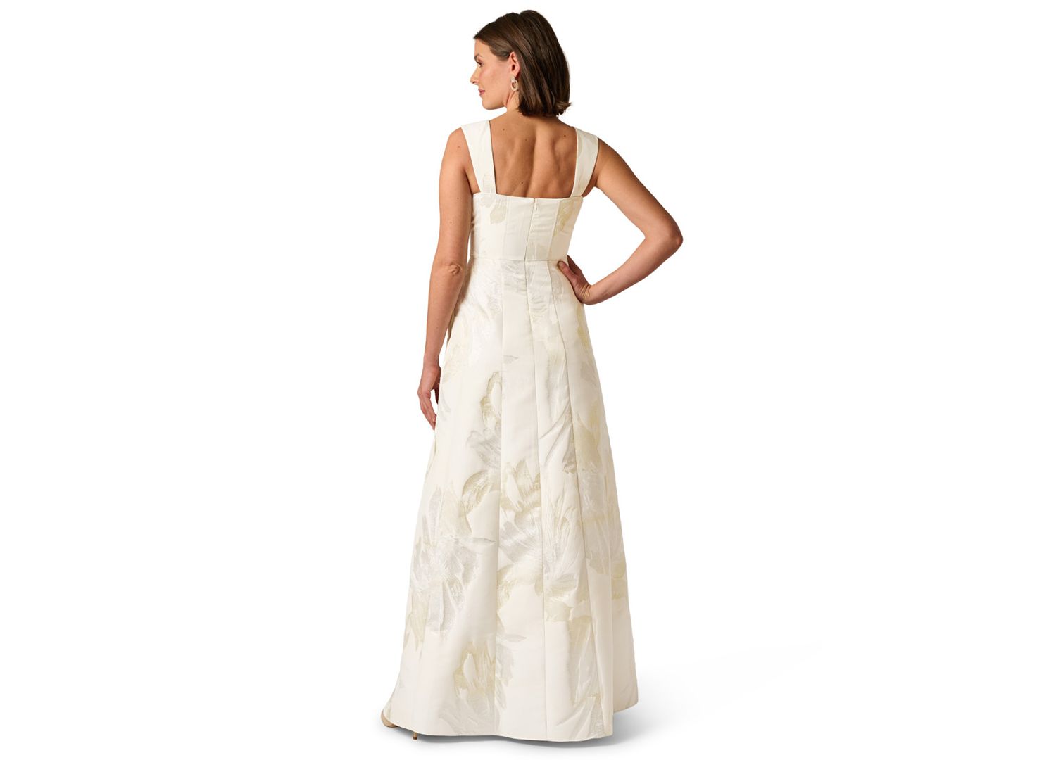 Women's Metallic Square Neck Ball Gown