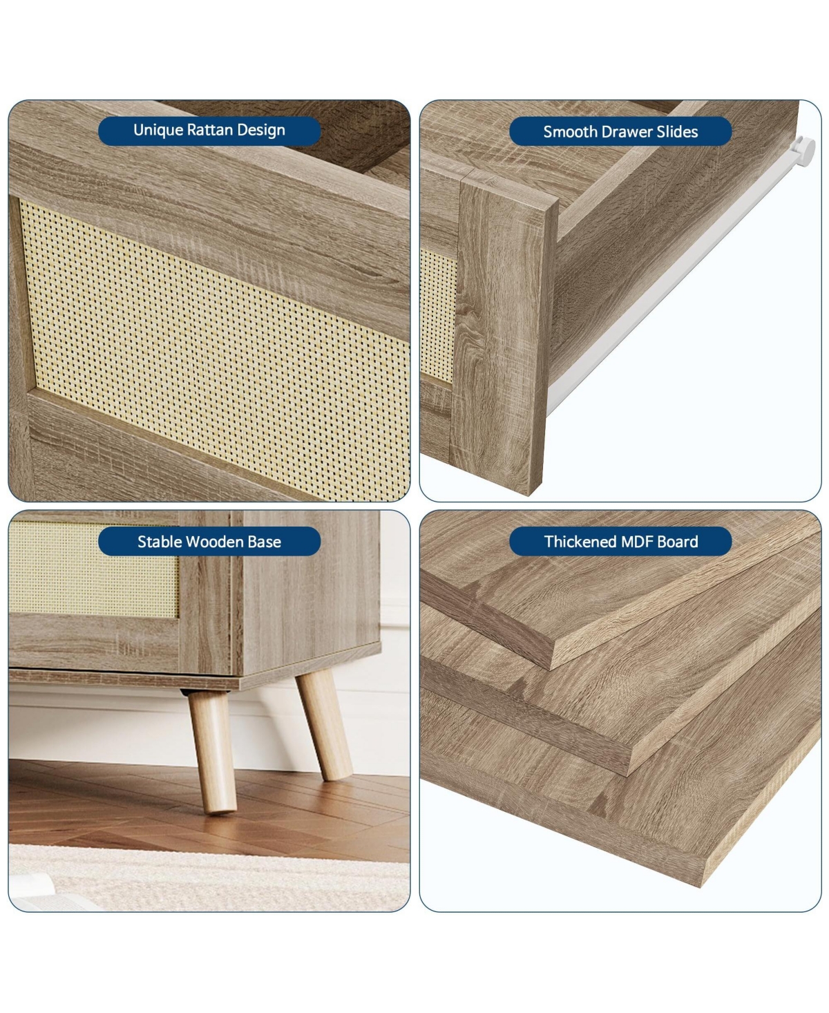 Gaomon Wood Dressers for Bedroom with 8 Drawers