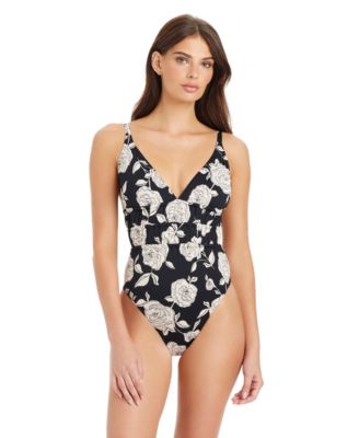 Women's Among Roses V-Neck One-Piece Swimsuit