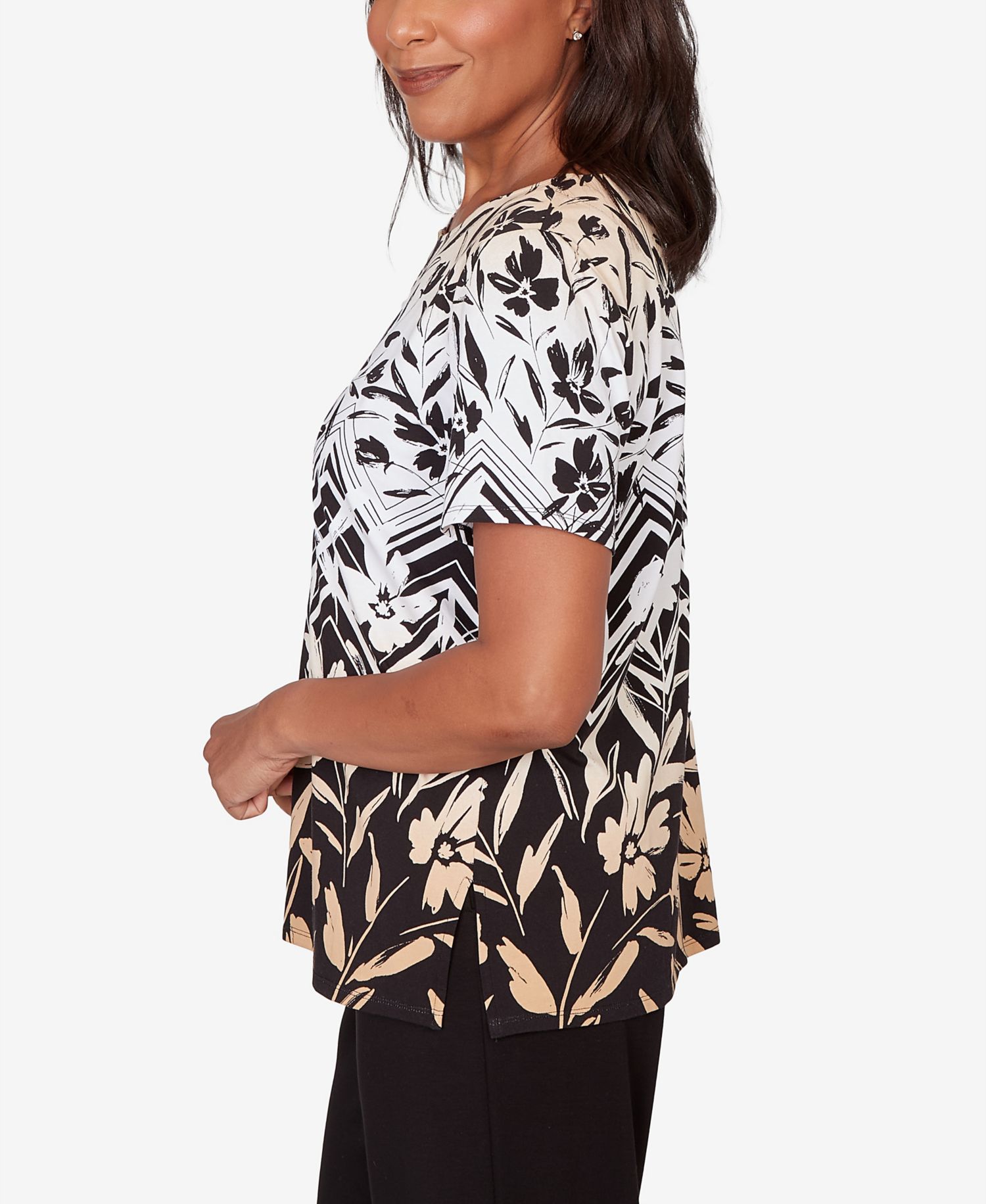 Petite Chevron Floral Ombre Print Top