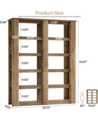 6-Tier Tall Bookshelf, 71-Inch Farmhouse Bookcase with Storage Shelves, Freestanding Large Open Shelving Unit