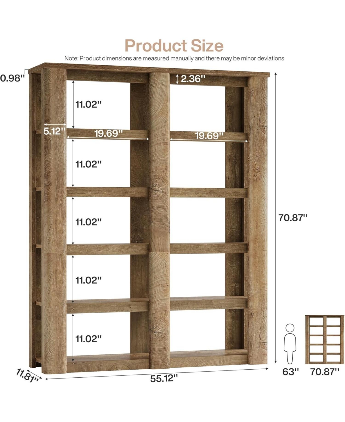 Tribesigns 6-Tier Tall Bookshelf, 71-Inch Farmhouse Bookcase with Storage Shelves, Freestanding Large Open Shelving Unit