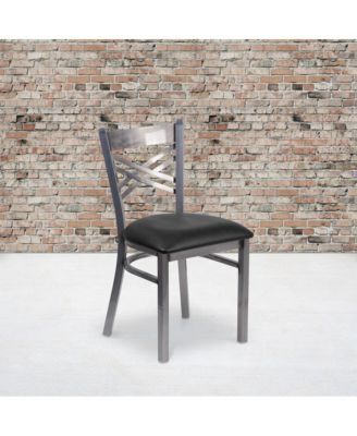 2 Pack Clear Coated "X" Back Metal Restaurant Chair